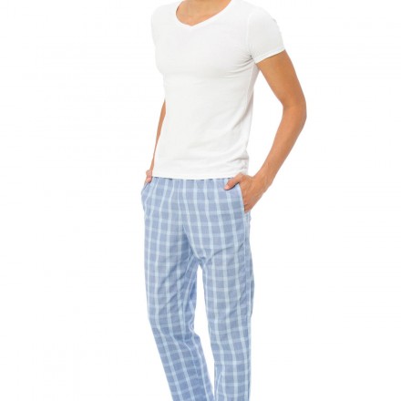 Erkek Mavi Kareli Pijama Altı