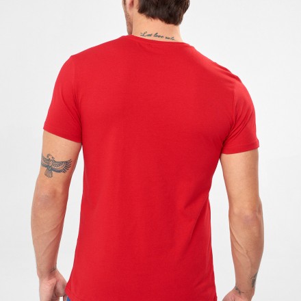Kırmızı Erkek Pamuk T-shirt