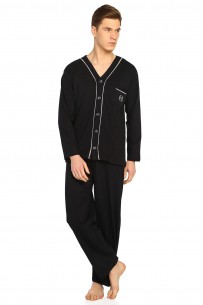 Lacivert Erkek Boydan Düğmeli Pijama Takımı 