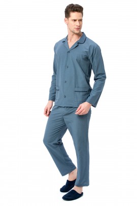 Blue Checked Llc Pijama Takım